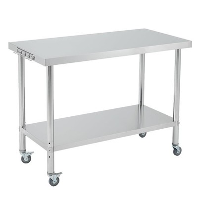 60x24x35'' Stainless Steel Work Table Caster Square Edge 4 Feet Commercial HD