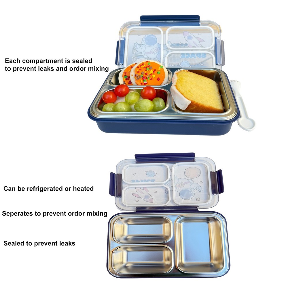 Cartoon Lunch Box Bento Box Sealed Stainless Steel Bento Box with Compartments