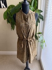 Madewell 100% Silk Animal Print Sleeveless Tie Waist Shirt Dress Women’s M