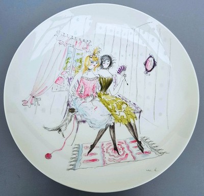 PORZELLAN TELLER Schale MIA LEDERER HANDMALEREI Hertel Jacob Mid Century RAR