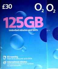 sim card O2 BIG BUNDLE 125gb 02 PAY AS  YOU GO STANDARD & MICRO NANO SIM CARD