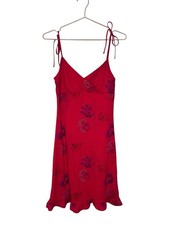 Express Vintage Y2K Slip Dress with Tie Straps Hot Pink Juniors 1/2