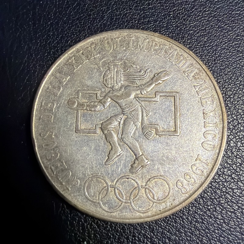 Mexico 1968 25 Pesos Olympic Silver Coin Juegos De La XIX Olympiada Ka193