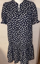 Time and Tru Navy White Floral Cotton A-Line Midi Dress NWT Select Sz 15024-28