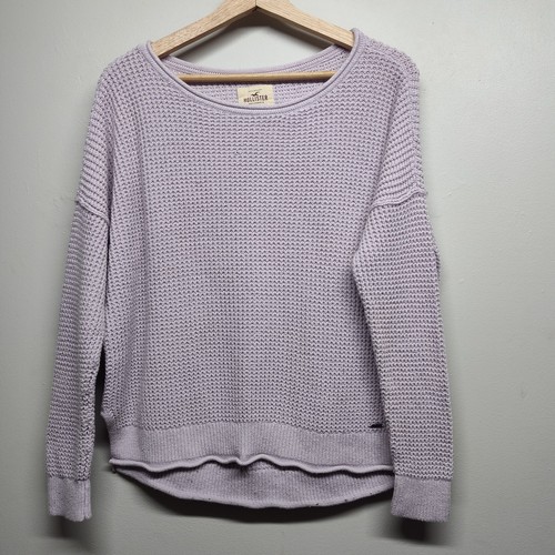 Hollister Sweater Women Size M Lavender Purple Waffle Knit Winter Spring Casual