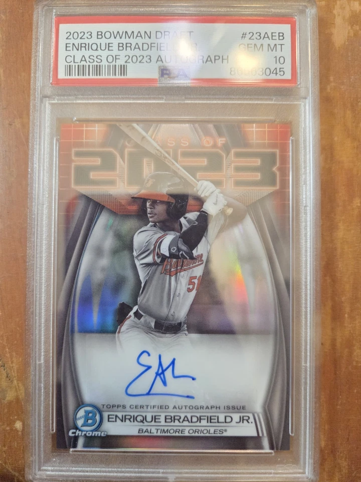 Tarjeta automática Enrique Bradfield Jr. 2023 Bowman Draft Clase de 2023 #23A-EB PSA 10 Foto 3 de 3