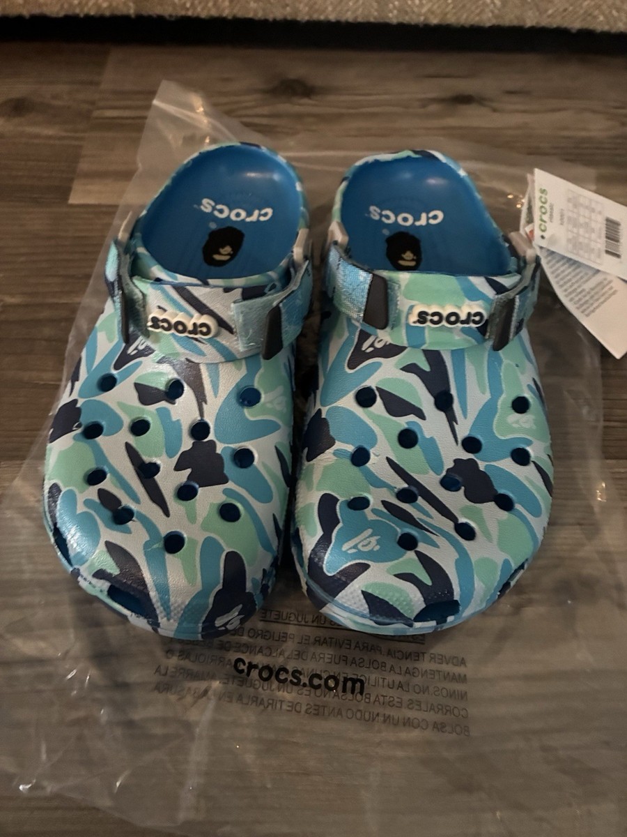 Bape Men's Crocs a Bathing Ape ABC Camo Blue -Men's 8 -Women's 10
