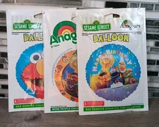 Happy Birthday Sesame Street Balloons Mylar Anagram NOS 18”x 3 Elmo Big Bird Vtg