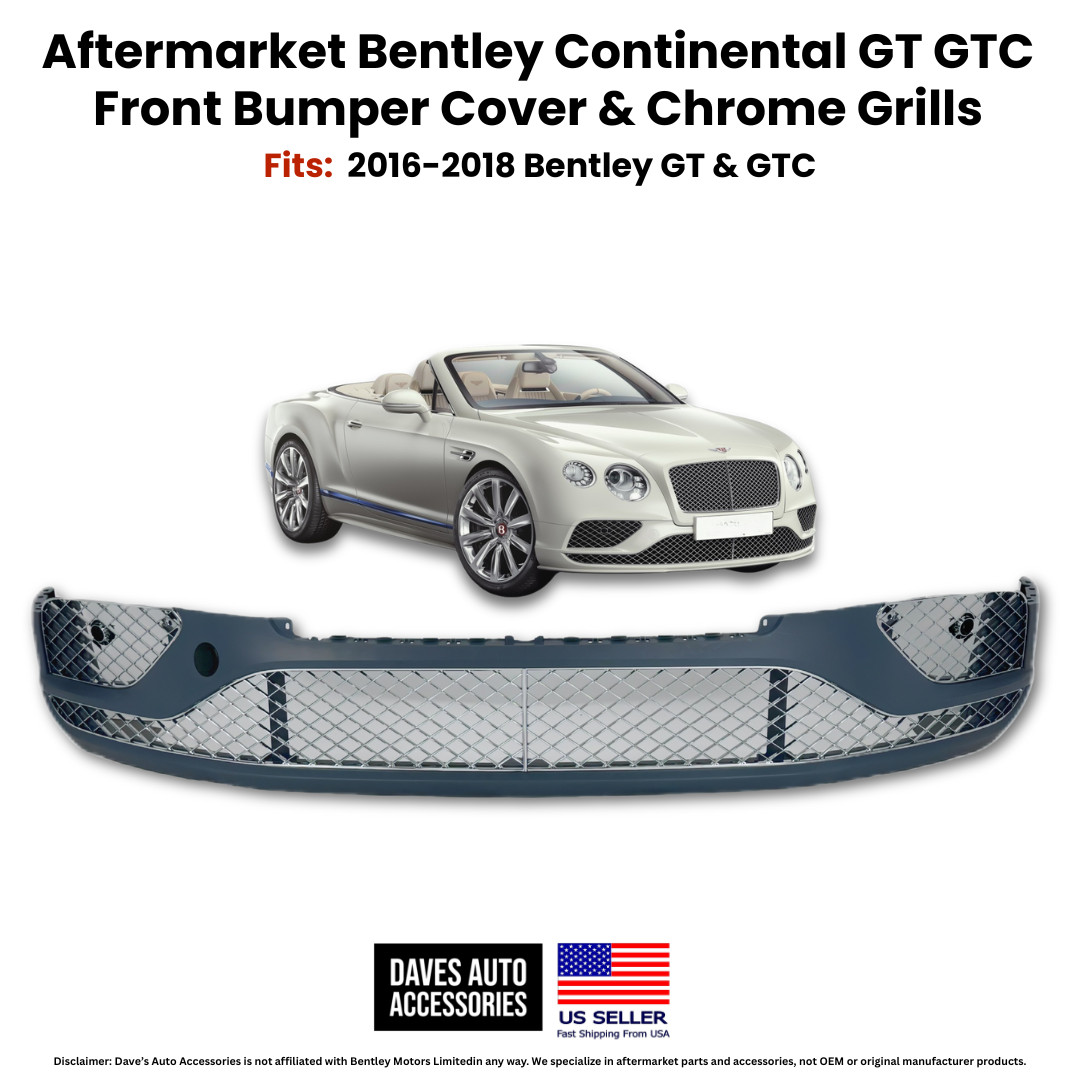 Front Bumper Kit Fits Bentley GT GTC 2016–2018 with Chrome Grilles