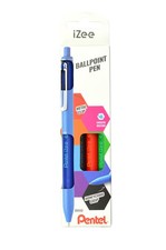 Pentel IZee BX470-4 Ballpoint Pen Retractable Metal Clip 1.0 mm Line Width Set o
