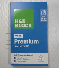 H R BLOCK PREMIUM 2025 TAX SOFTWARE PC/MAC KEY CARD DOWNLOAD FEDERAL STATE NEW