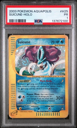 2003 POKEMON SUICUNE-HOLO AQUAPOLIS #H25 PSA 1 *SWIRL*