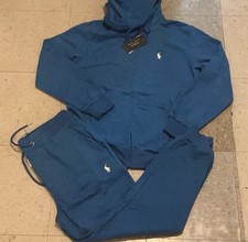 NWT Ralph Lauren Men s Full Tracksuit Set Hoodie Jogger Pants Blue -M-XXL