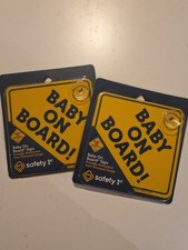 Safety 1st Baby On Board Signs Yellow NEW In Package With Suction Cup Set Of 2