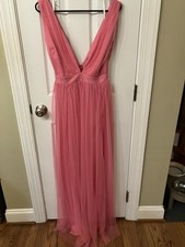 Pink Winsor Flowing Gown NWT Large With Plunging Front And back