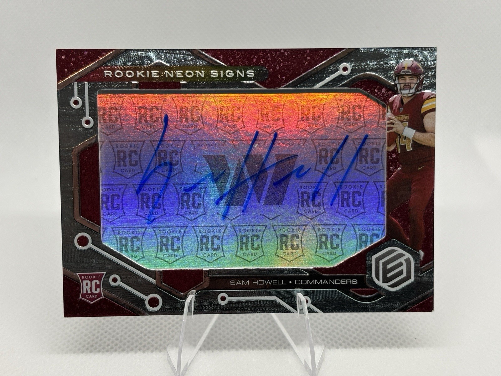 Sam Howell 2022 Panini Elements Rookie Neon Signs Auto /15 RC Commanders