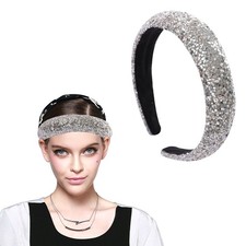 Sliver Sparkle Headband for Women Fashion Wide Headband Glitter Sequin Headba...