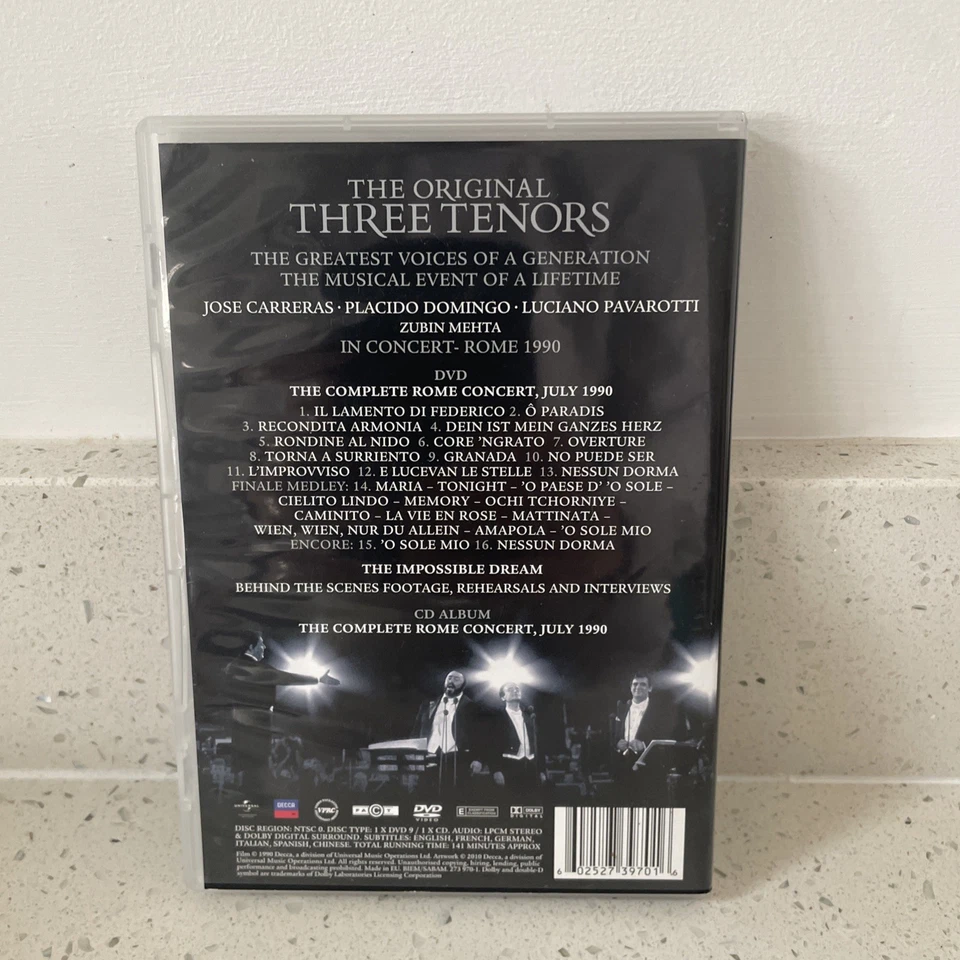 THE ORIGINAL THREE TENORS 20TH ANNIVERSARY EDITION DVD + CD IN CONCERT ROME 1990 - Image 2 of 4
