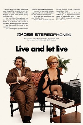   Retro 1970s Koss Stereophones Vintage Ad Poster - 16x24  - Premium Matte