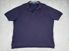 VINTAGE Polo Ralph Lauren Shirt Men 2XL XXL Blue Short Sleeve 100% Cotton READ