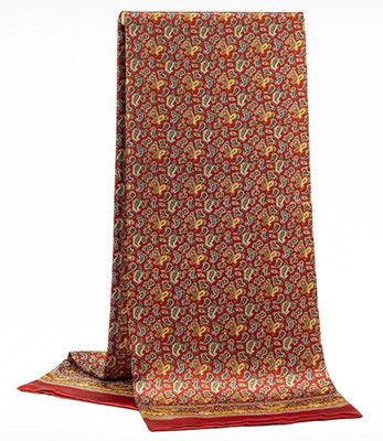 100% Silk men women Scarf neckerchief Wrap long paisley wine red yellow MY116-49