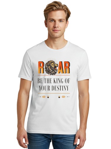 Roar-Be-The-King-Of-Your-Destiny Mens Graphic Tee,100% Cotton,Casual Summer Wear