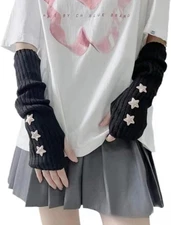 Arm Warmers Y2K Fingerless Gloves for Women Girls Cute Fall Winter Arm Sleeves G