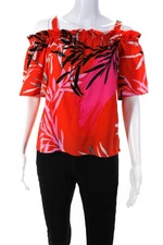 N Natori Womens Red Leaf Print Top Size 0 12090990