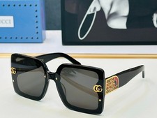 GC GG1653S Square Oversized Sunglasses Classic Black Frame Dark Grey Lens 68-12