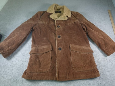 #ad #ad Vintage Sears Oakbrook Coat Mens 40 Brown Corduroy Sherpa Lined Overcoat 70s $49.99