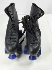 2016 Men’s 8 Chicago Rink Roller Skates Black (8601K) Blue Wheels Disco 70s