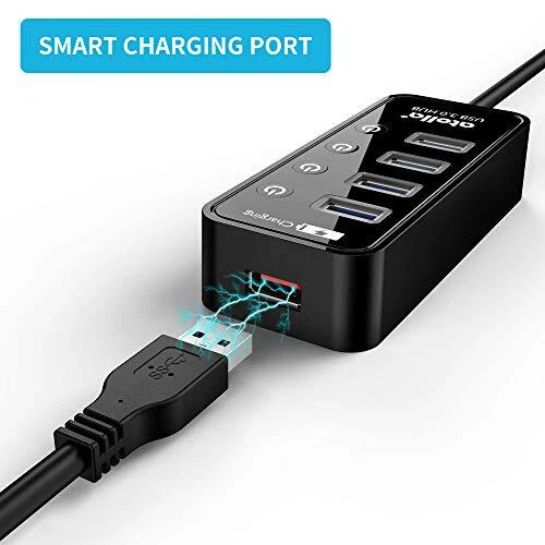 Powered USB Hub Long Cord, atolla USB 3.0 Hub 4 + 1 Data Transfer and Charging M
