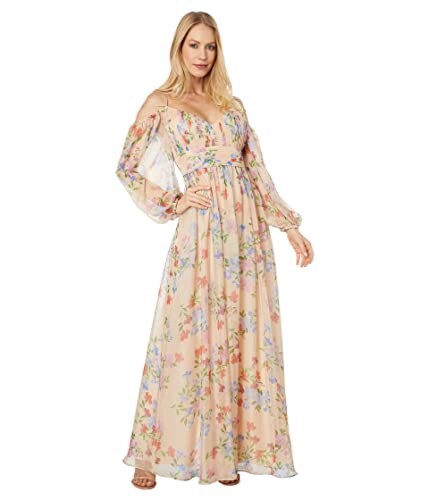 floral crinkle chiffon ruffle maxi dress Baltic Born Womens Kearny | Blush + Vintage formal events shop_all Wood & Color:Maple/Brown Velvet (199) Women's Autumn New