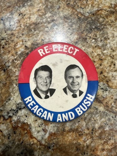 Re-Elect Reagan - Bush 3” Pin Back Button 1984