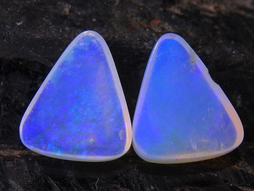 Australian Opal Multi Fire Smooth Fancy Shape Matched Pair 12X10XMM Handmade - Picture 7 of 14