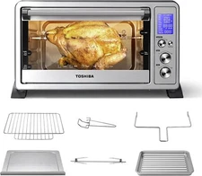 TOSHIBA AC25CEW-SS Large 6-Slice Convection Toaster Oven Countertop