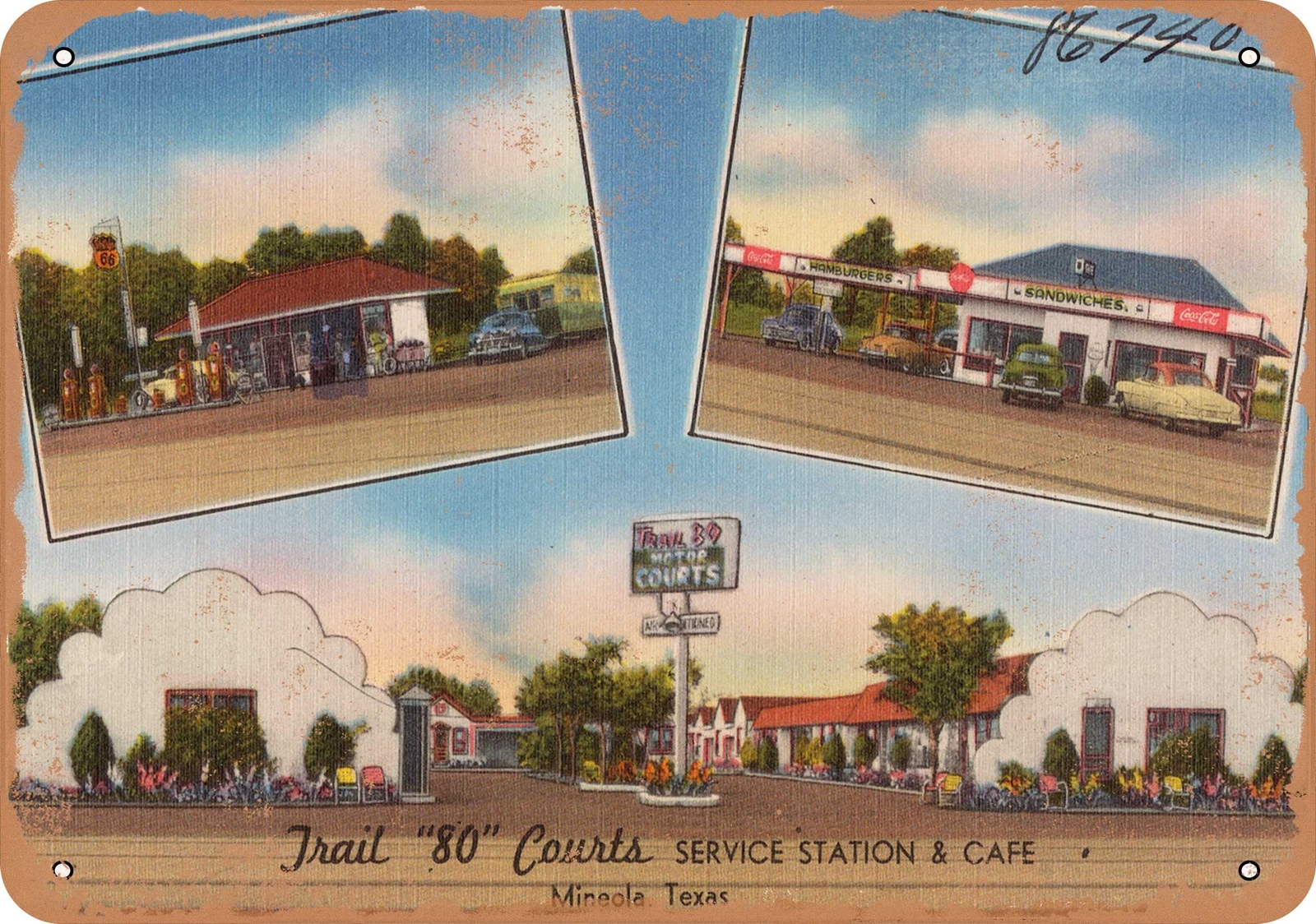 METAL SIGN - Texas Postcard - Trail .