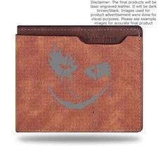 Custom JOKER SMILE Leather Bi Fold Wallet - Laser Engraved
