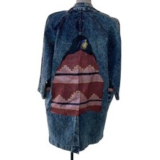 James West American Made Coat Size Medium Vintage Hand Painted Acid Washed Denim
