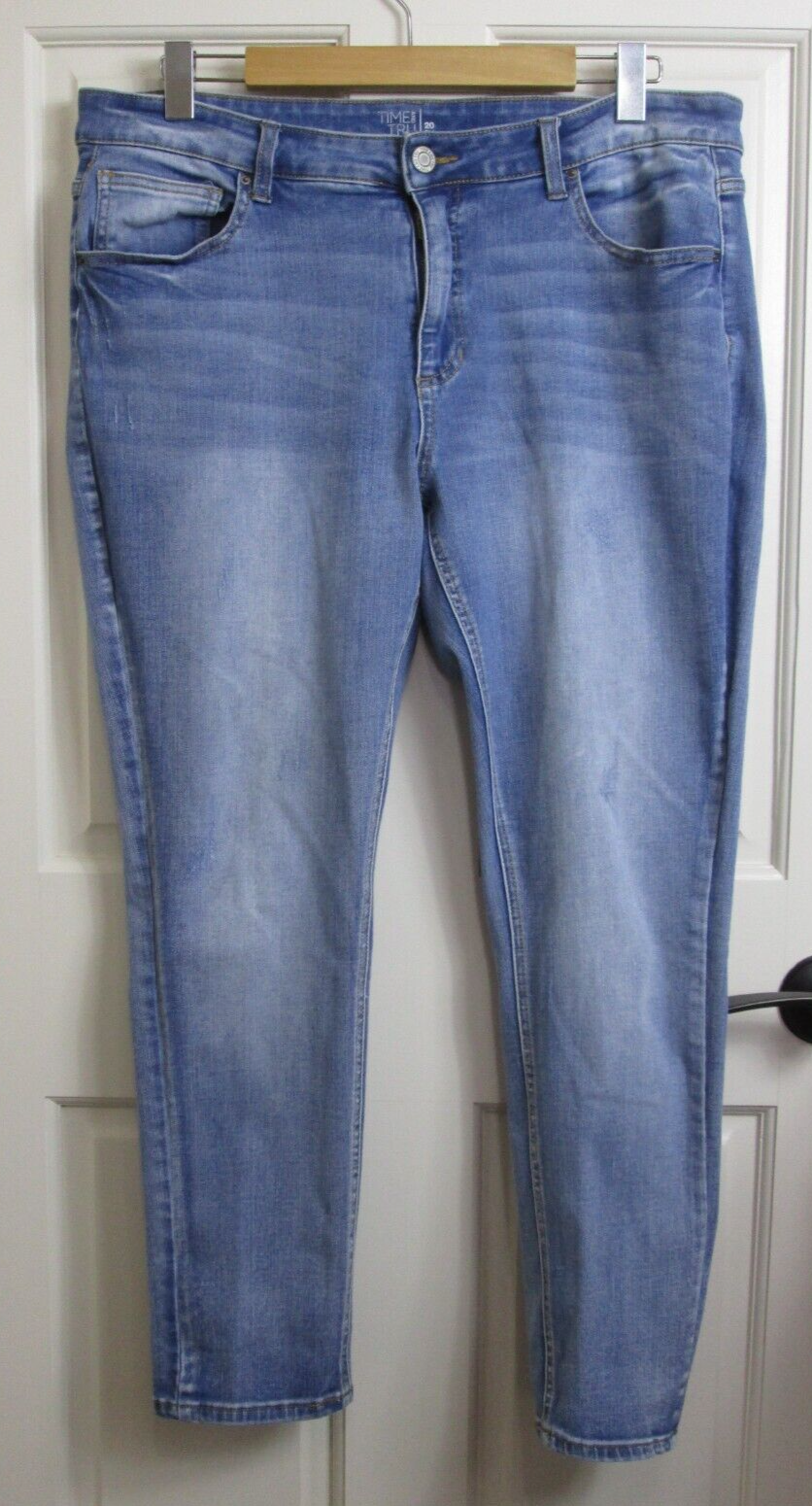 Time and Tru Womens Skinny Jeans Size 20 36x27.5 Distressed Stretch Denim  