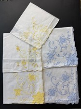 Vintage Monogram Embroidered Cotton Handkerchiefs Letter E Lot of 5 Amazing