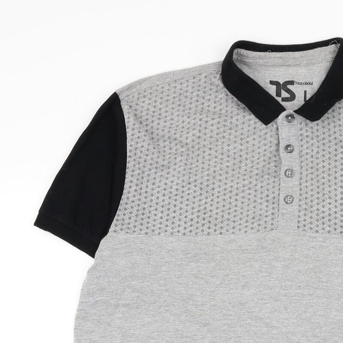 Twisted Soul Mens Grey Cotton Blend Polo Size L Collared Pullover - Picture 5 of 12