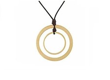NEW MICHAEL KORS POLISHED GOLD TONE RING PENDANT, BROWN LEATHER CORD NECKLACE 