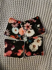 Set of 4 handmade make-up remover pads Terry Cloth washable, Floral Print