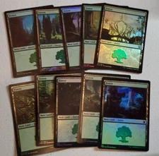 10x FOREST basic lands *FOIL* - Various Sets released since 2016 - NM - mtg