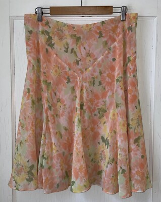 Chaps Vintage Y2K Pastel Floral Fairycore Skirt L Whimsical Romantic