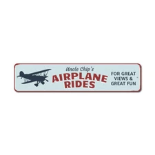 Airplane Rides Sign, Custom Pilot Name, Personalized Aviation  Metal Decor Sign