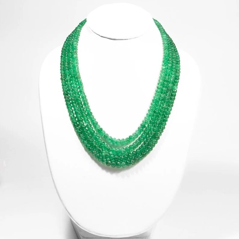 Natürliche grüne Erdbeere Smaragd Rondelle Edelstein Perlen 3 Stränge geschic... - Bild 3 von 4