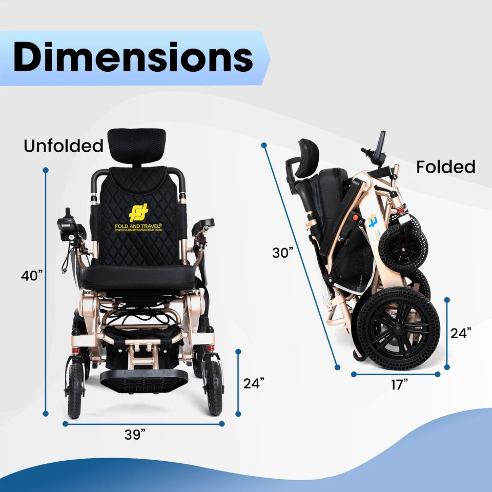 Fold And Travel Auto Recline Lightweight Foldable Electric Power Wheelchair - Image 3 of 4