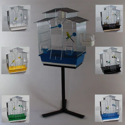 XXL-HEIMTIERCENTER XXL Vogelkäfig mit Ständer Vogelbauer Wellensittich Finken Kanarien Käfig Iza